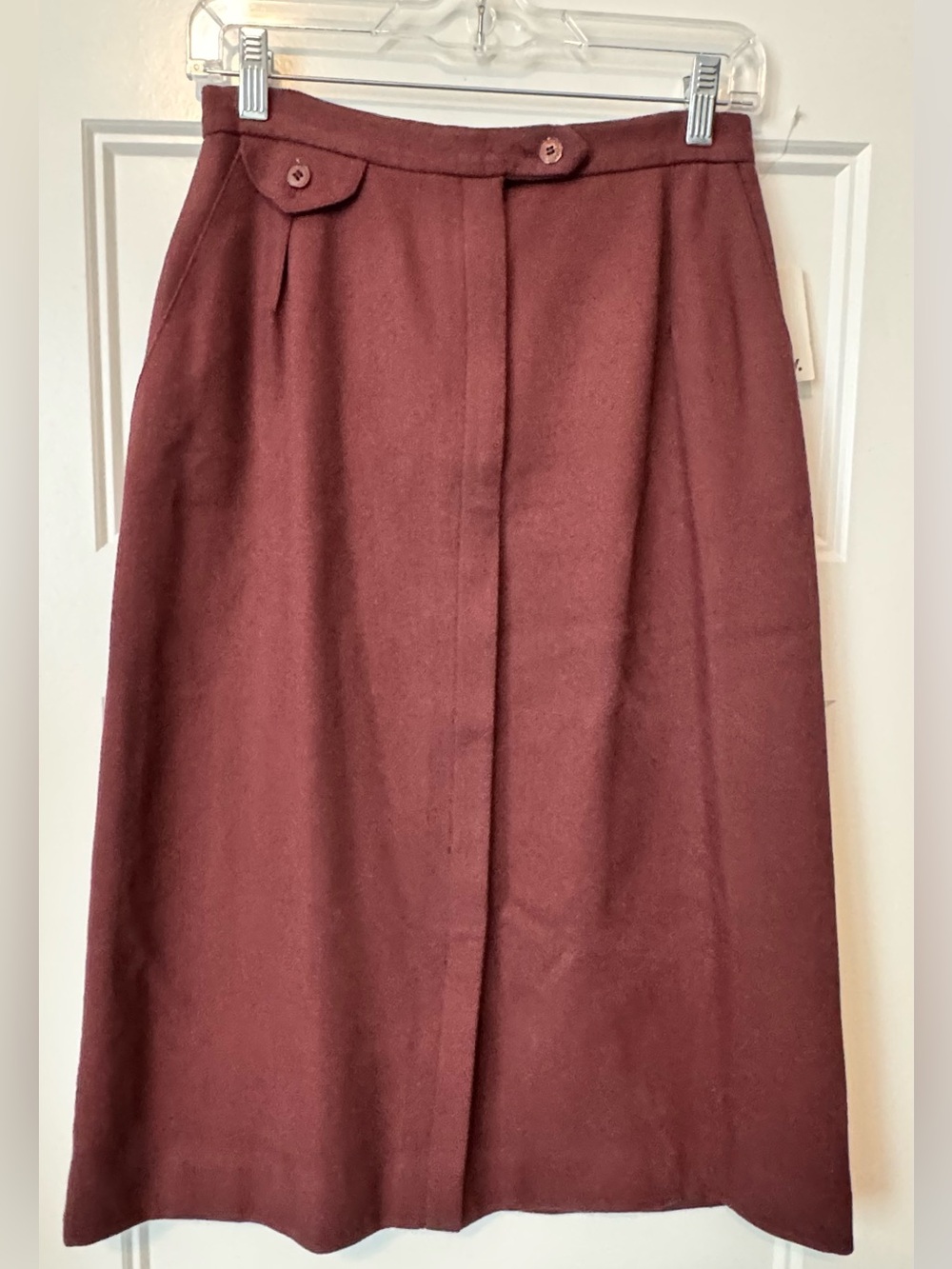 NWT JH Collectibles Wool Blend A-Line Midi Skirt Burgundy Vintage USA Size 10/11